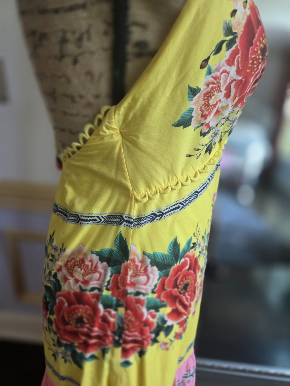 FARM Rio Yellow, Pink & Green Floral Halter Maxi Dress M - Picture 5 of 14